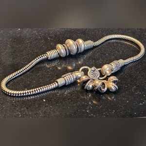 Oxidized Silver Plated Beaded Charm Anklelet